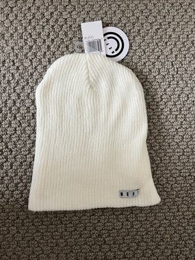 Neff Cream Knit Beanie with black logo - one size